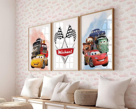Personalized McQueen Cars Wall Art Prints: Kids Room Decor (Digital Download)
