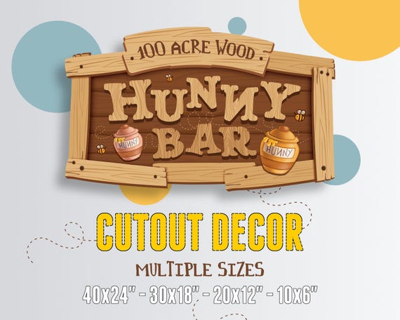 Winnie the Pooh Sign Baby Shower/Birthday Party Hunny Bar Decorations, Digital Download