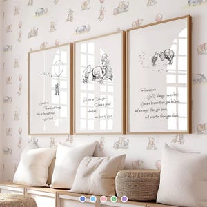 Winnie Wall Art Prints Nursery Decor Black White Printable Template, Digital Download