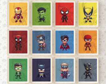 Superhero Wall Art Nursery Prints Decor Instant Download