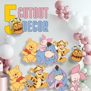 Personagens do Ursinho Pooh para Recortar, Decoração para Festa de Aniversário/Chá de Bebê, Para Imprimir