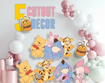 Winnie the Pooh Cutouts: Baby Shower Birthday Party Decor (Printable)