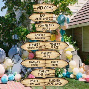 Arrow Sign Direction Winnie Baby Shower Birthday Decorations Printable Party Decor 10&quot; 15&quot; 20&quot;