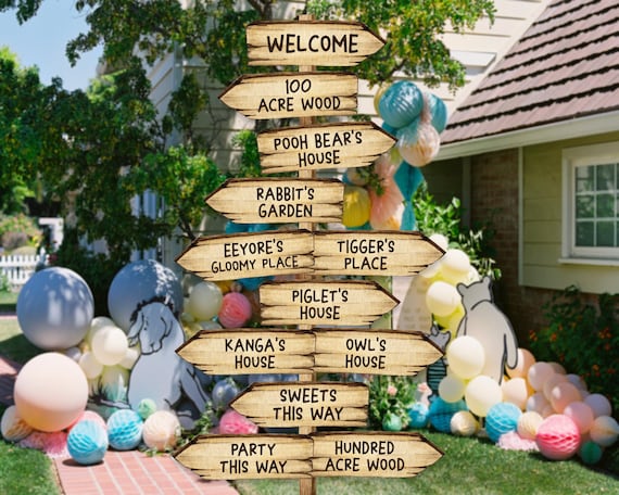 Arrow Sign Direction Winnie Baby Shower Birthday Decorations Printable Party Decor 10" 15" 20"
