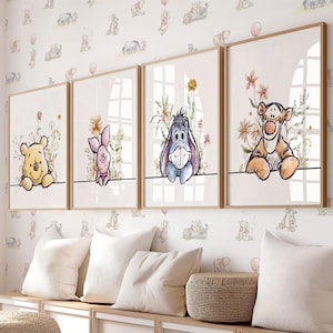 Set of 4 Winnie the Pooh Prints Nursery Wall Art Decorations Piglet/Tigger/Eeyore Gift Instant Download