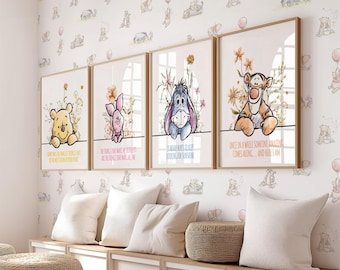 Winnie the Pooh Quotes Nursery Wall Art Prints Digital (Set of 4)