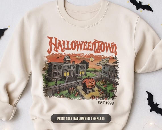 Halloween Tshirt Popular Now Est 1998 Template for Sweatshirt Projects, Halloween PNG Printable Image, Retro Halloweentown University Design