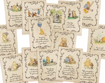Winnie the Pooh Quote Cards Baby Shower Centerpiece 16 Printable Template