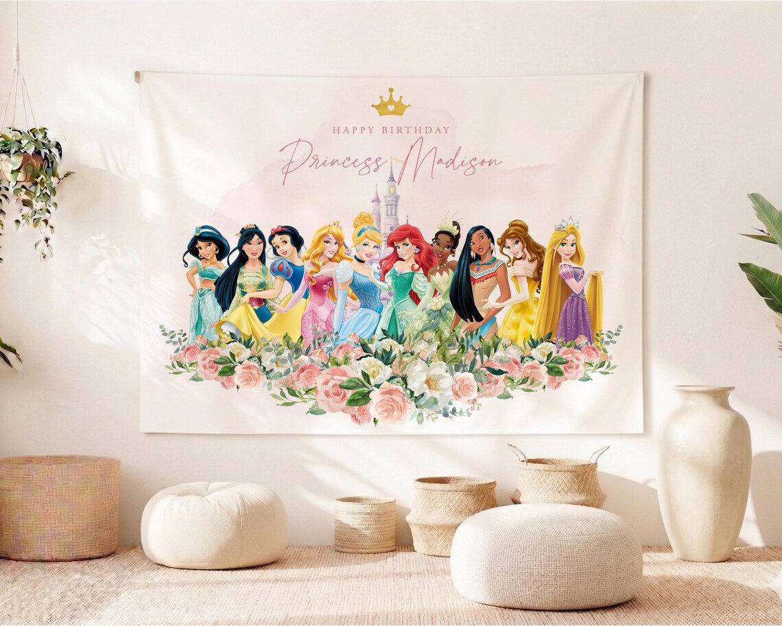 Princess Backdrop Personalized Birthday Hanging Background Banner ...