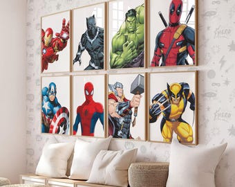 Superhero Wall Art Prints Set of 12 (Digital Download)
