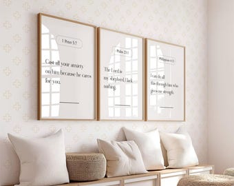 Minimalist Christian Wall Art Print, Bible Verse Poster Religious Scripture Art, Printable
