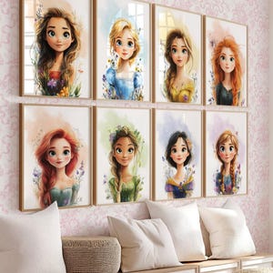 Princess Wall Art Print, Girl Room Little Princess Prints, Set of 15 Printable Digital Download