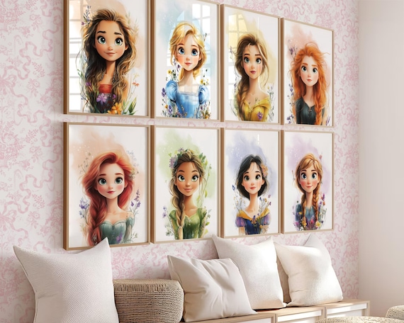 Princess Wall Art Print, Girl Room Little Princess Prints, Set of 15 Printable Digital Download