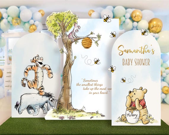 PRINTABLE Winnie the Pooh Cardboard Prop Cutouts Decor Backdrop, Baby Shower/Birthday Party Arch Cover, Set of 3 Templates