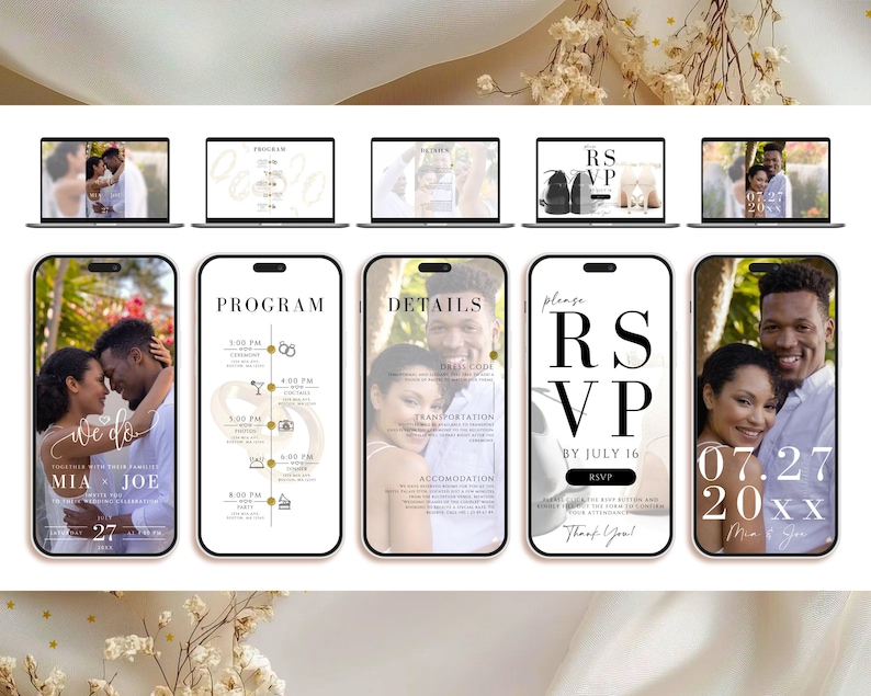 Digital Wedding Invitations With RSVP Link, Virtual RSVP Trackable ...
