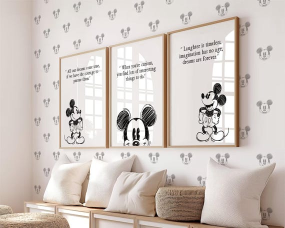 Mickey Mouse Wall Art Print, Inspirational Quotes Nursery Decor, Printable