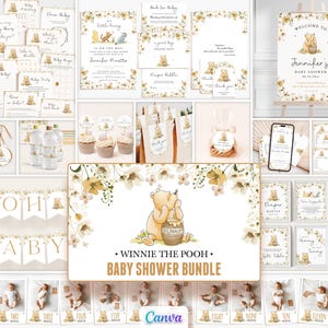 Winnie the Pooh Baby Shower Canva Templates