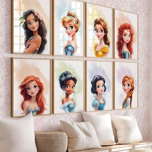 Princess Wall Art for Girls Room - Nursery Art Prints, Instant Download