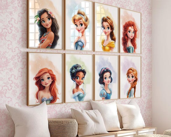 Princess Wall Art for Girls Room - Nursery Art Prints, Instant Download