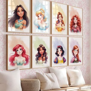 Princess Wall Art Prints Set of 15 Girl Room Decorations Nursery Decor Perfect Style Instant Download