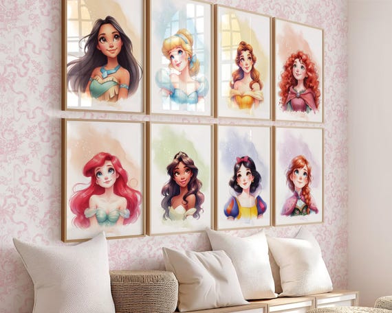 Princess Wall Art Prints Set of 15 Girl Room Decorations Nursery Decor Perfect Style Instant Download