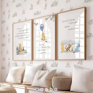 Classic Winnie the Pooh Nursery Prints: Wall Art Decor (Digital Download)