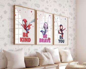 Spidey and Friends Kids Room Art Prints: Superhero Decor (Digital Download)