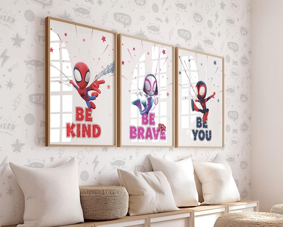 Spidey & His Amazing Friends Room Decor, Set of 3 Kids Bedroom Wall Art Prints, Printable