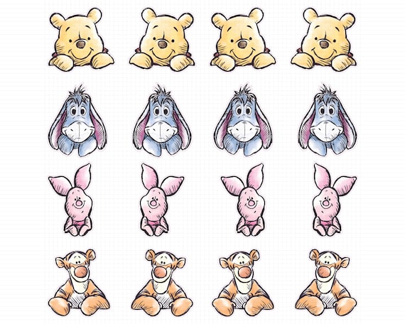 Winnie the Pooh Birthday Decor PNG JPG PDF Baby Shower Party Decorations Transparent Printable Set