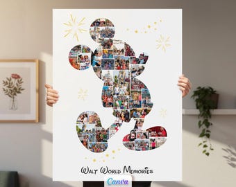 Collage de fotos de Mickey Mouse, arte mural personalizado (plantilla de Canva)
