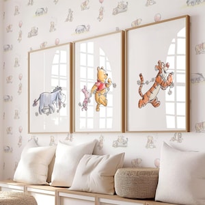 Set of 3 Winnie the Pooh Prints Nursery Wall Art Decorations Instant Download