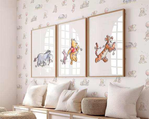 Set of 3 Winnie the Pooh Prints Nursery Wall Art Decorations Instant Download