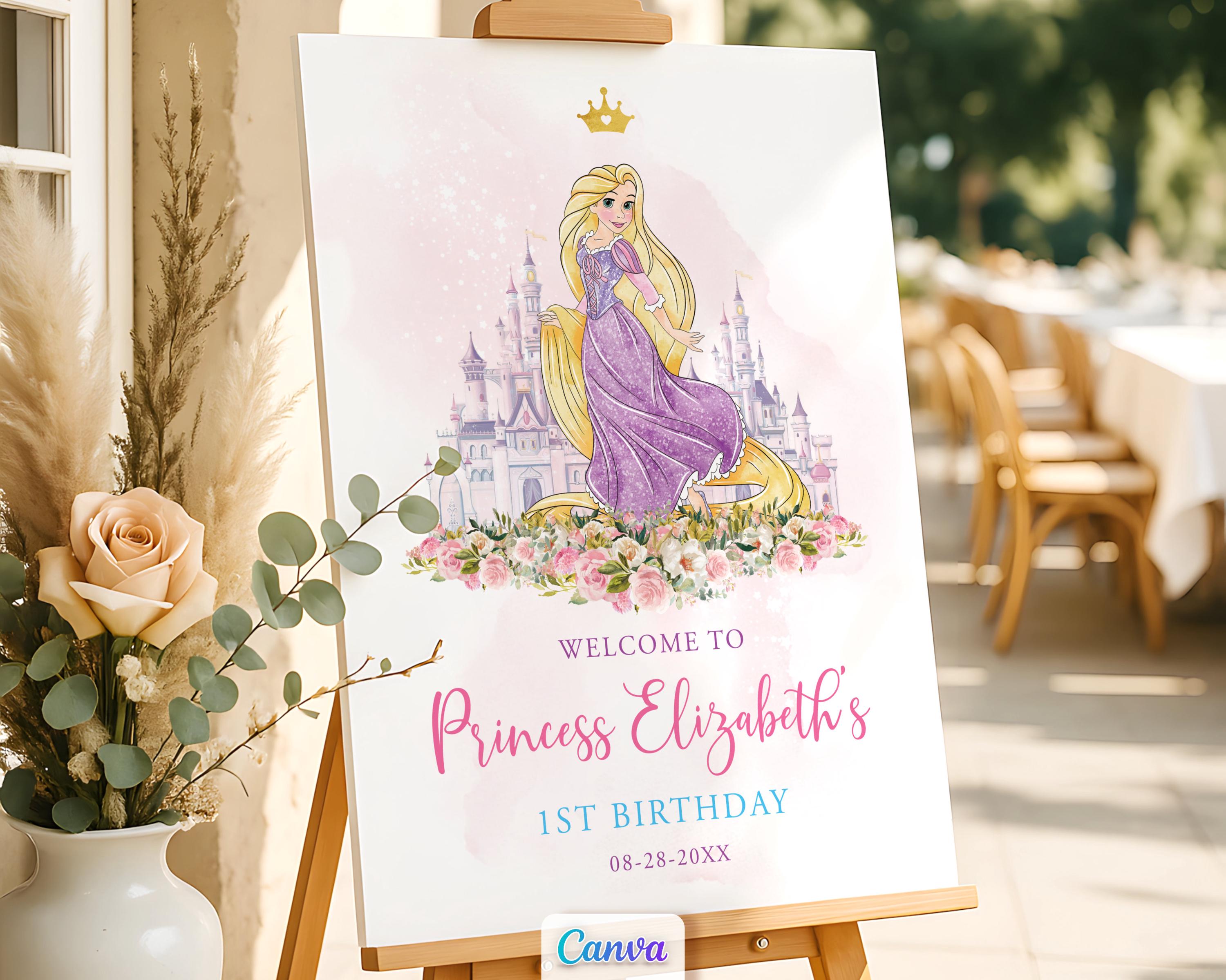 Rapunzel Welcome Sign Birthday Party Entrance Door Decor (canva