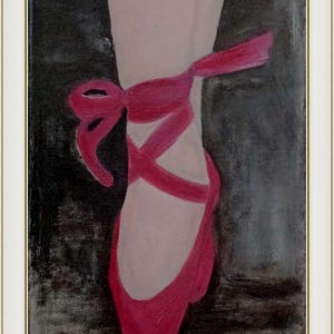 Ballerina Painting Ballet Painting Pointe Shoes Painting Gift for Ballerina Original Artwork Oil on Canvas Ballet Wall Art