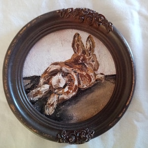 Miniature Bunny Oil Painting Print | Original Art | Cute Bunny Portrait | Framed Fine Art Print Original Bunny Oil Painting Adorable Gift
