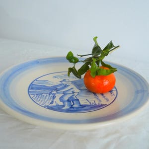 Vintage Ceramic Wall Plate Hand-Painted Fisherman Decor