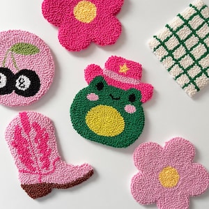 Wholesale Mug Rugs, Y2K Punch Needle Coasters, Cute Drink Coasters, Handmade Drink Coasters, Teenager Gift, Birthday Gifts