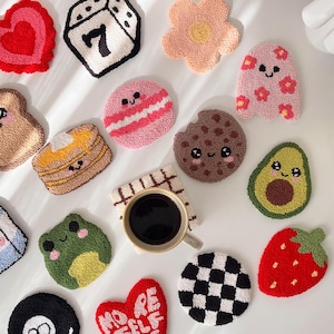 Mug Rug Coasters, Punch Needle Coasters, Tufted Mug Rugs, Handmade Housewarming Gifts, Coffee Lover Gifts, Cute Birthday Gift