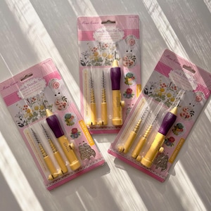 Mina Carin Punch Needle Set, 3 Size Adjustable Embroidery Tool, Punch Needle Threader Kit for Beginners & DIY Crafts