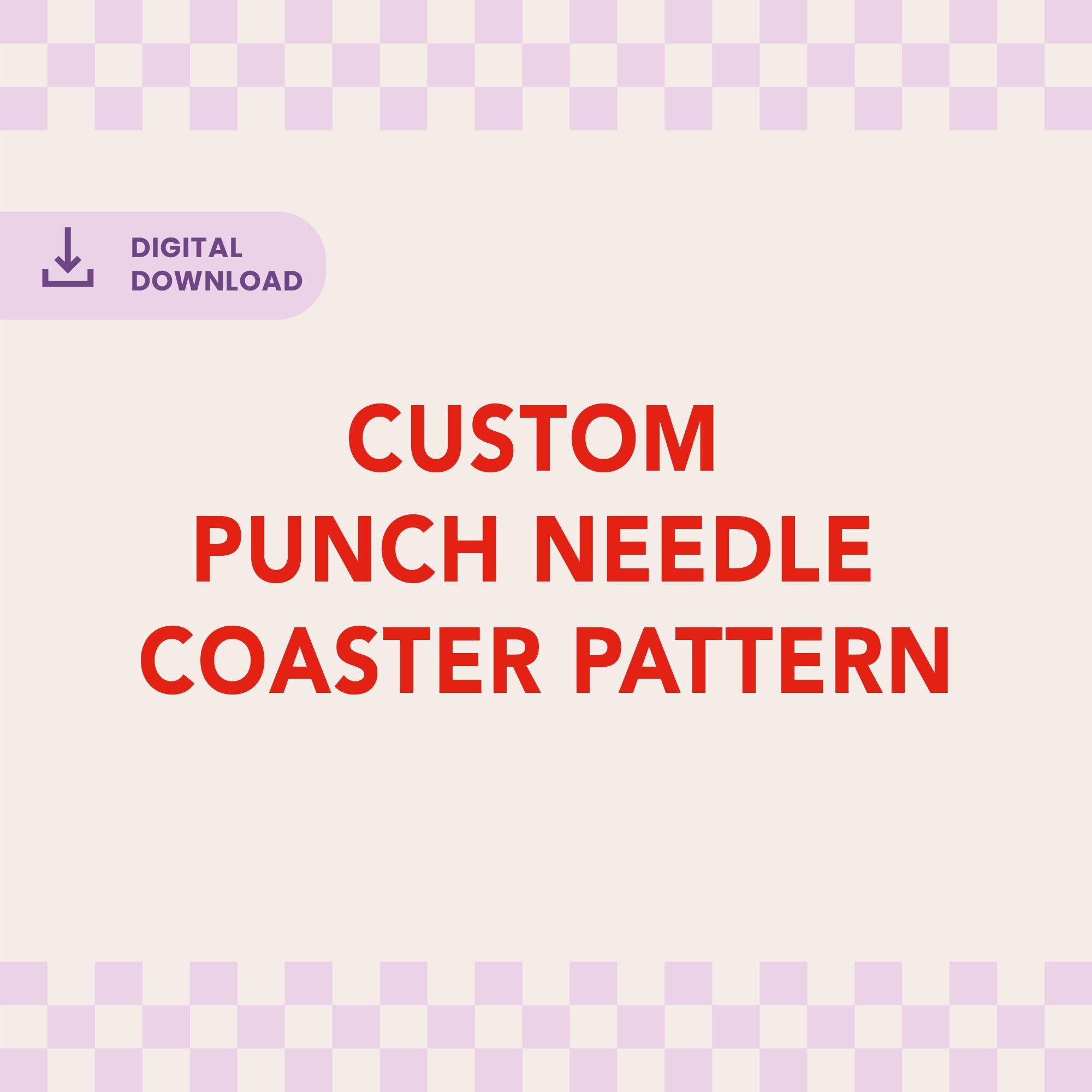 Custom Punch Needle Drink Coasters Pattern, Custom Drink Coaster Embroidery Templates, Printable PDF DIY Embroidery Template