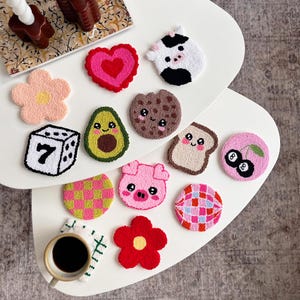 Tufted Mug Rug Coasters, Y2K Punch Needle Coasters, Cute Drink Coasters, Handmade Housewarming Gifts, Teenager Gift, Birthday Gifts