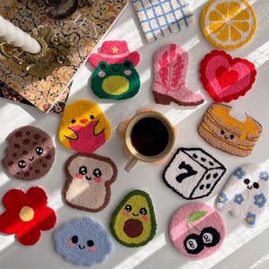Wholesale Mug Rugs, Y2K Punch Needle Coasters, Cute Drink Coasters, Handmade Drink Coasters, Teenager Gift, Birthday Gifts