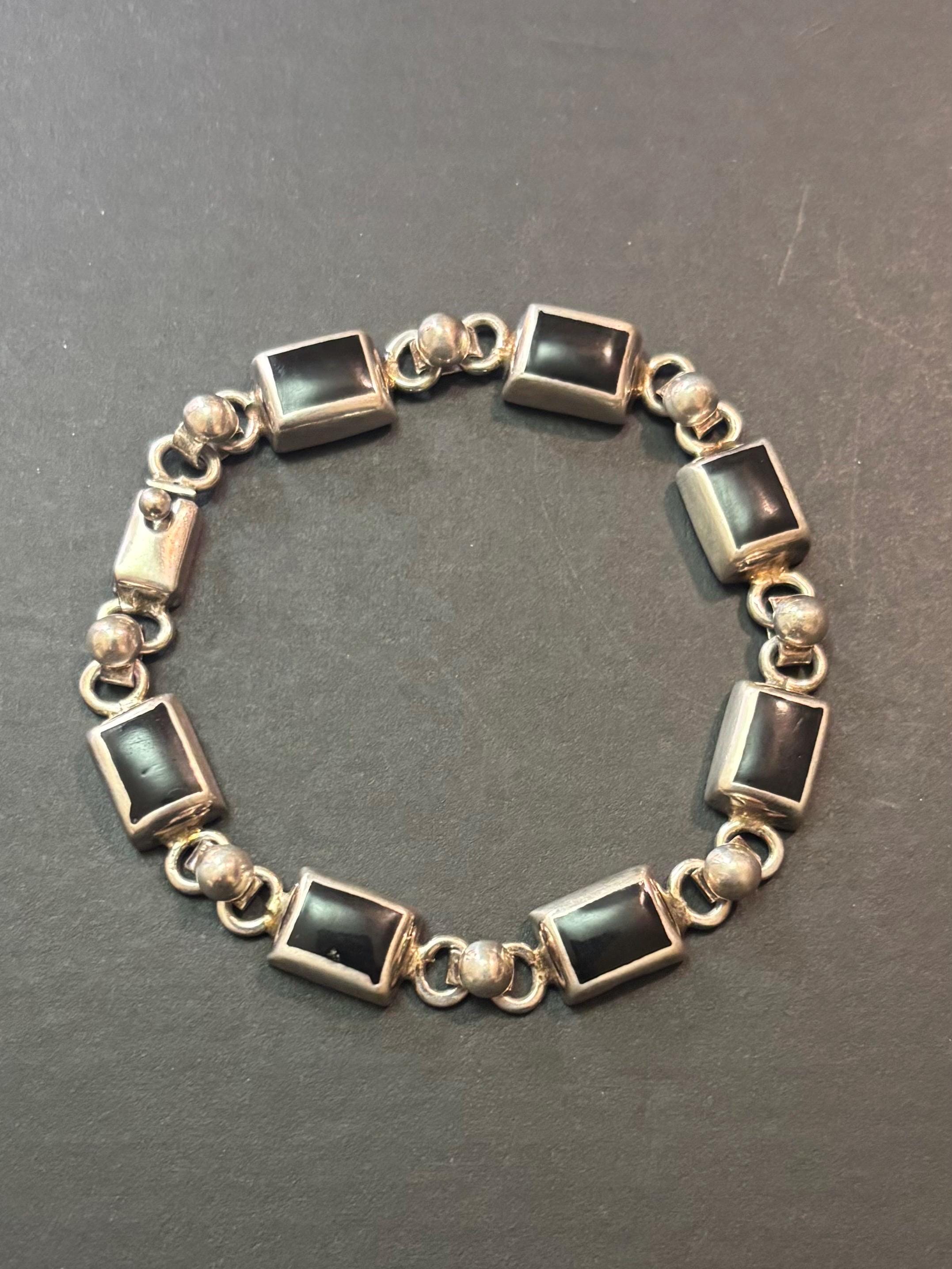 Sterling Silver Mexican Onyx Bracelet - Etsy