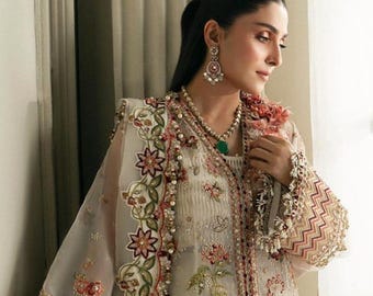 Latest botanical bliss Pakistani Indian Wedding Dresses, latest bridal Party Dress Embroidery Clothes Stitched Gown Mehndi Nikkah maxi