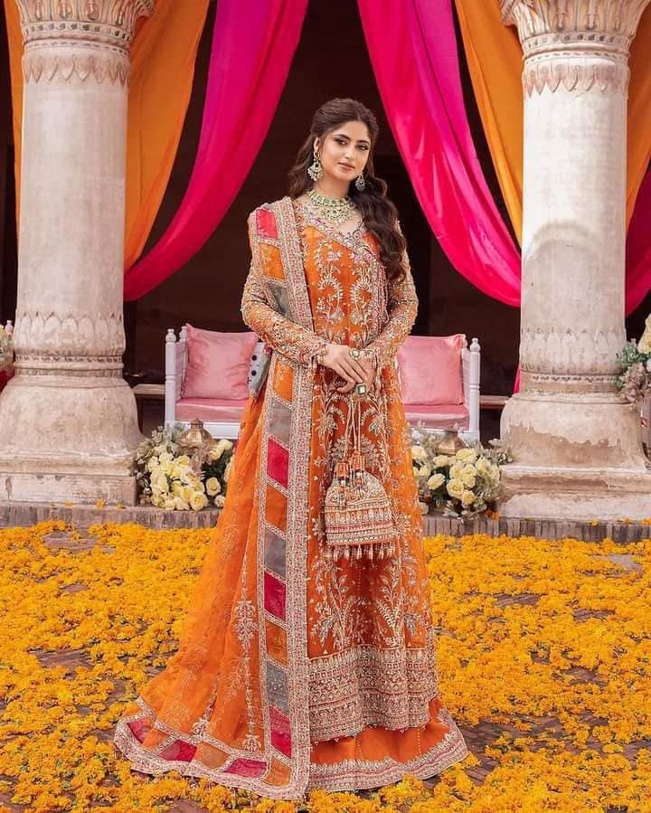 open lace back dress Bridal Red & Gold Wedding Lehenga Set [product_title] | OORVI DESAI main image 1