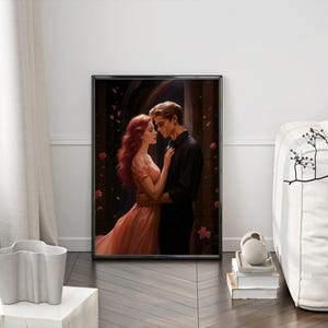Plakat Evangeline Fox i Jacks tańczą - Once Upon a Broken Heart - Romantasy - Książka romantyczna - Stephanie Garber - Wydruk artystyczny