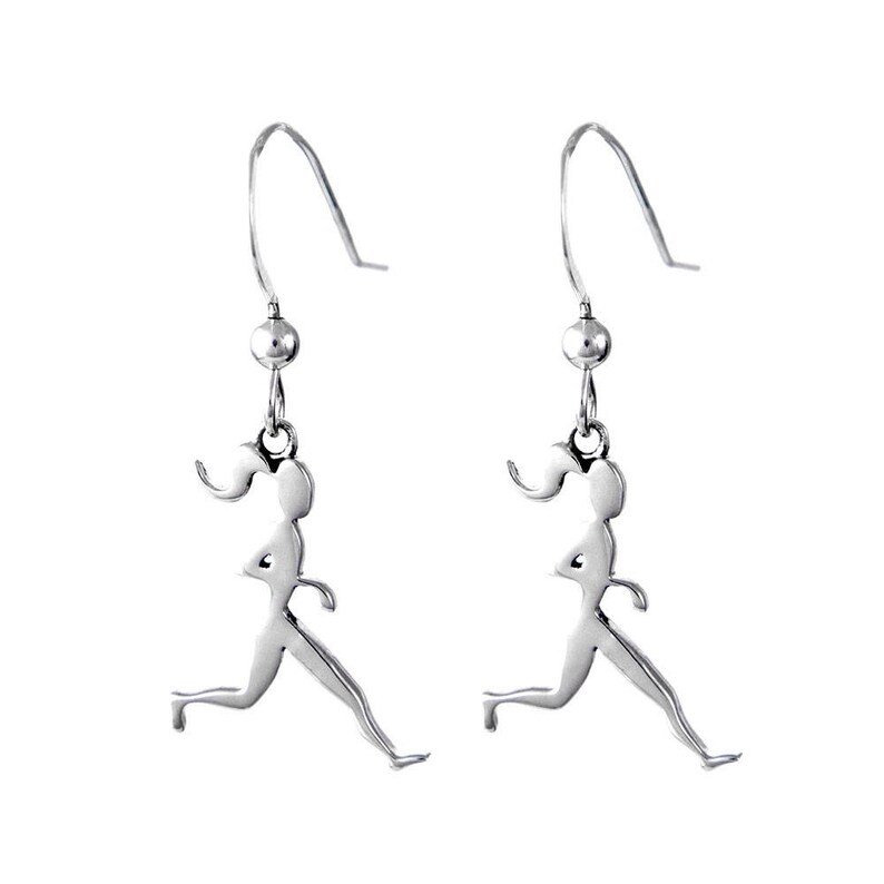 Runner Girl Earrings Runner Dangle Earrings Sterling Silver Etsy