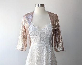 Sequin Bridal Bolero, Champagne Gold Bolero, Simple Silver Bolero, Navy Sequin Bolero, Holiday, Classic Bolero, Simple Bolero - CLEARANCE