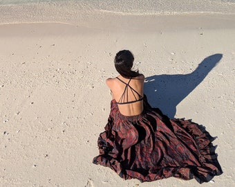 Gonna lunga nera, gonna lunga con volant, gonna estiva leggera, gonna lunga a ruota da dea, gonna lunga floreale, fluida, gonna boho, a ruota, formale