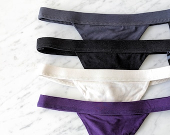 Organic Cotton Thong, Bamboo Thong, Hipster Underwear, Solid Color, Womens Underwear, Natural Underwear, Womens Cotton Thong, Eco Friendly